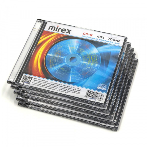 CD-R диск Mirex Brand, 48X, 700 МБ, Slim case 5 шт купить оптом