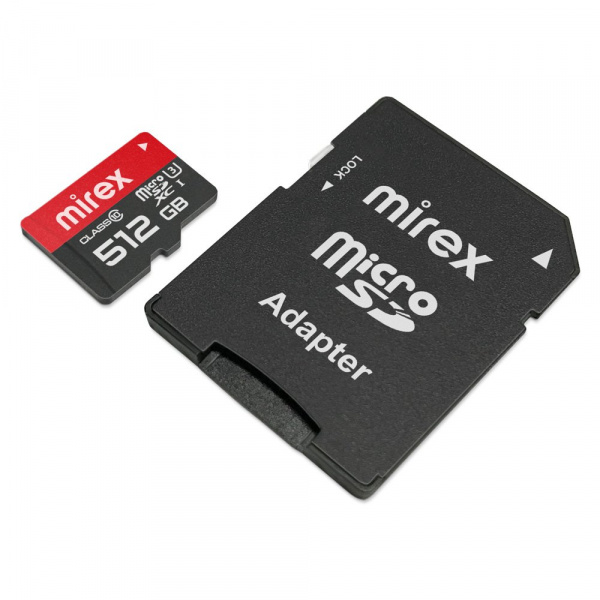 Карта памяти micro SDXC с адаптером Mirex, 512 ГБ, Class 10, UHS Class 3 оптом