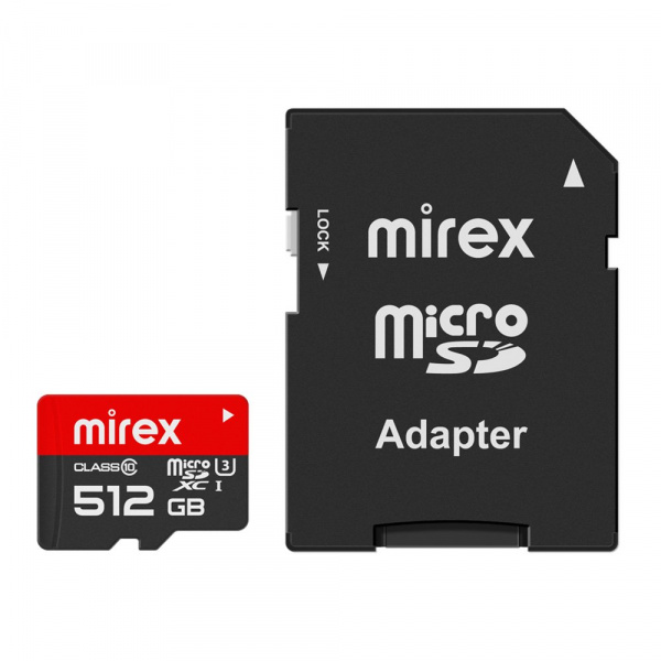 Карта памяти micro SDXC с адаптером Mirex, 512 ГБ, Class 10, UHS Class 3 оптом