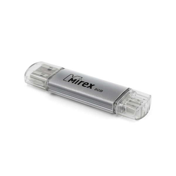 USB - Micro USB флеш накопитель Mirex Smart Silver С Двойным Разъемом 8 ГБ оптом