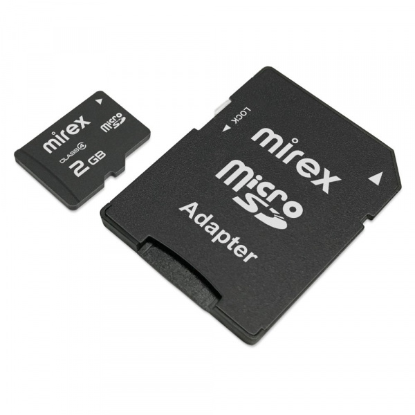 Карта памяти micro SD с адаптером Mirex, 2 ГБ, Class 4 оптом