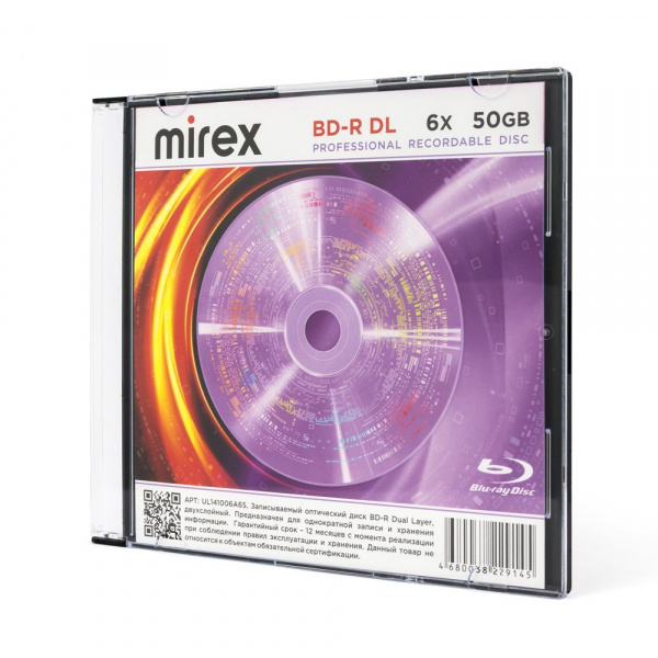 BD-R DL диск Mirex Brand, 6X, 50 ГБ, Slim case купить оптом