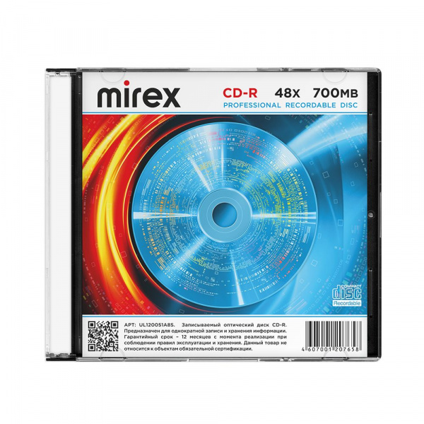 CD-R диск Mirex Brand, 48X, 700 МБ, Slim case 5 шт купить оптом