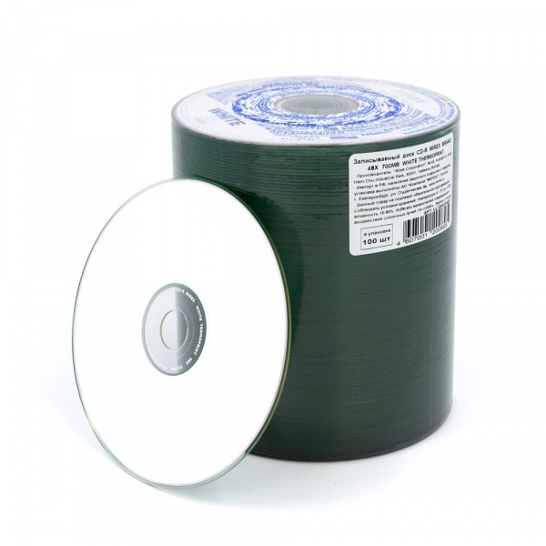 CD-R диск Mirex Brand White Thermoprint, 48X, 700 МБ, Bulk 100 шт купить оптом