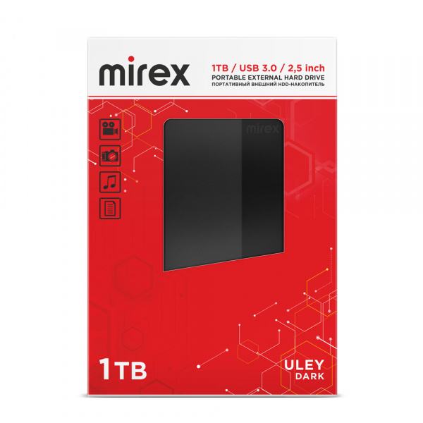 Внешний жесткий диск HDD USB 3.0, 1 ТБ, Mirex Uley Dark