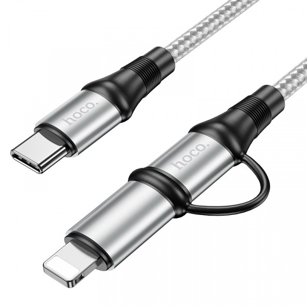 USB кабель 2-в-1 Type-С - Lightning, Type-С  Hoco X50, 1 м, серый