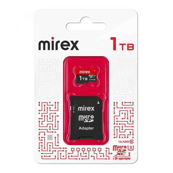 Карта памяти micro SDXC с адаптером Mirex, 1 ТБ, Class 10